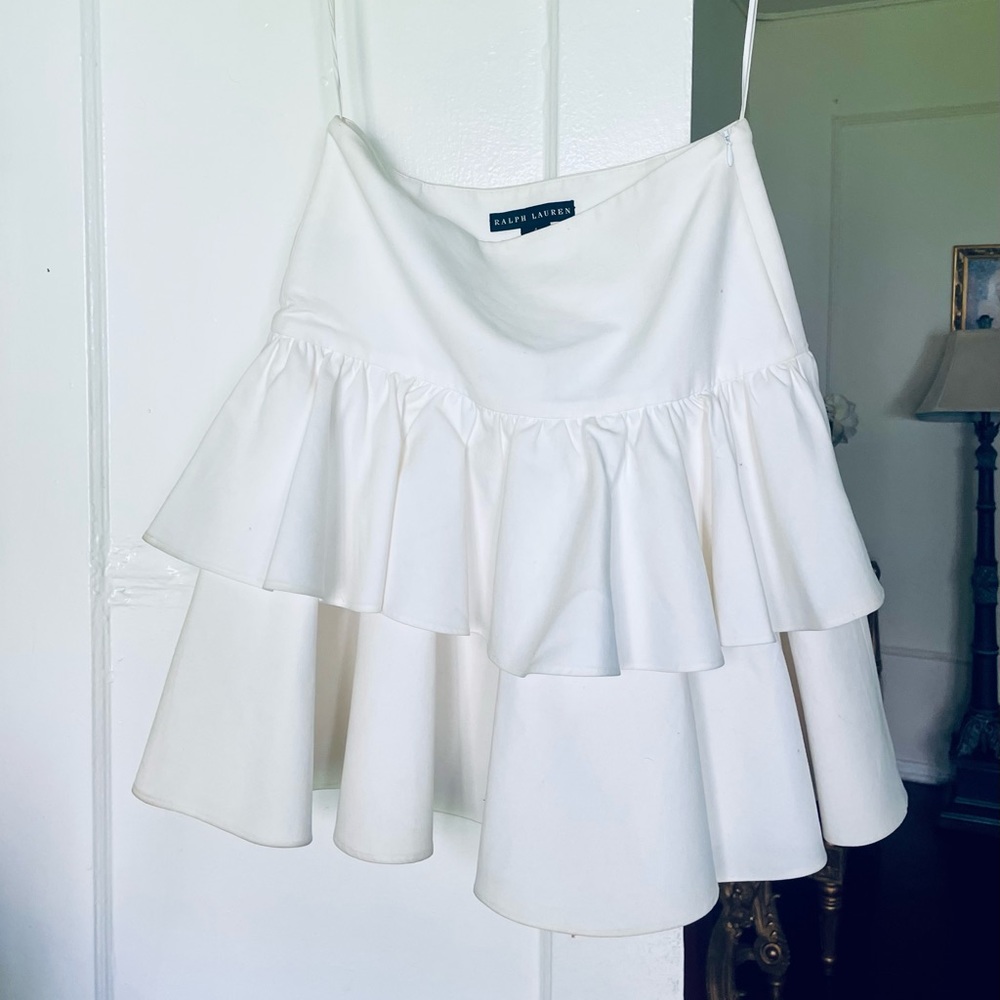 Ralph Lauren White Ruffled Romantic Skirt